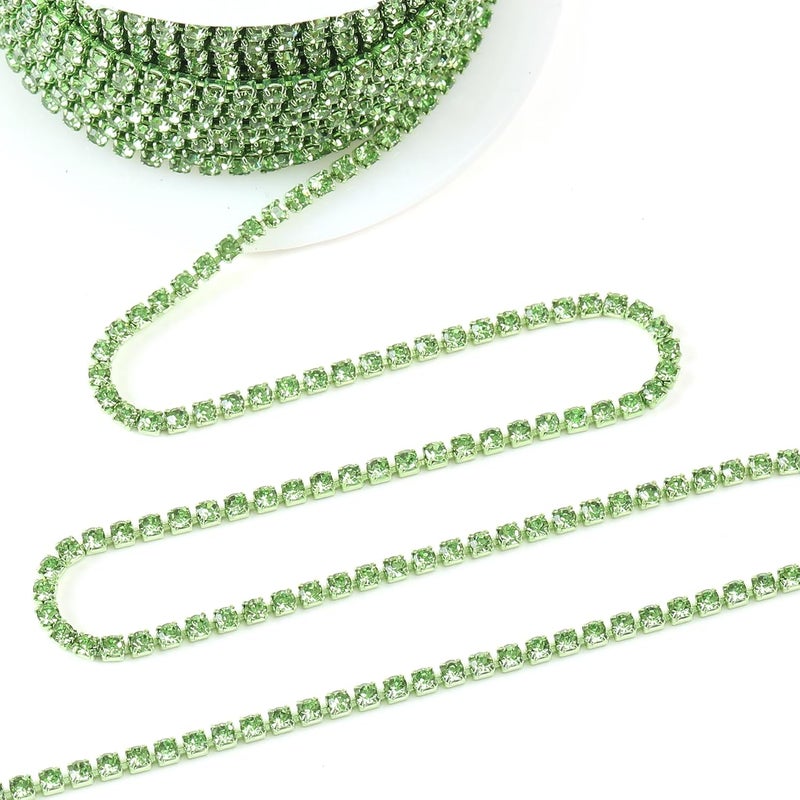 Rytenz 10 Yards 2 MM Rhinestone Chain Trim Crystal Rhinestone Close Chain Trim, for Sewing Crafts, DIY Decoration, Jewelry, Clothing, Shoes (Light Green) - Image 2